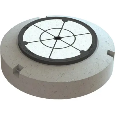 Couvercle b&eacute;tonn&eacute; classe D 400 avec socle en b&eacute;ton et cadre r&eacute;glable NIVOPLAN pour pour regards en plastique