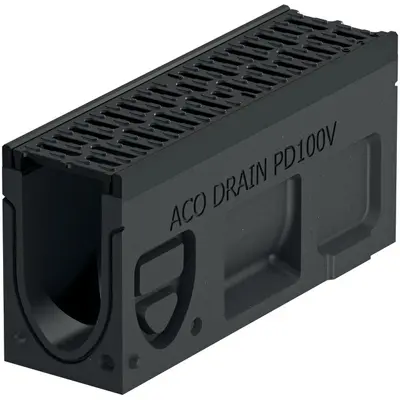 Monoblock PD 100 V &Eacute;l&eacute;ment de r&eacute;vision avec grille en fonte avec joint &agrave; l&egrave;vre pour raccord &eacute;tanche vertical DN 100 nature / anthracite-noir