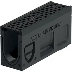 Monoblock PD 100 V Elemento d'ispezione con griglia in ghisa con preforma verticale et laterale DN 100 naturale / nero-antracite