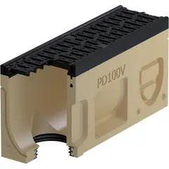 Monoblock PD 100 V El&eacute;ment de r&eacute;vision avec grille en fonte avec joint &agrave; l&egrave;vre pour raccord &eacute;tanche vertical DN 100 nature / anthracite-noir