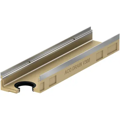 Multiline V 300 Caniveau petite hauteur avec joint &agrave; l&egrave;vre pour sortie verticale DN 100, cadre en acier zingu&eacute;