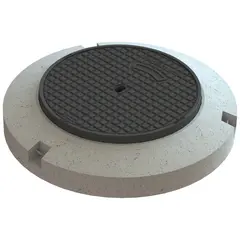 Couvercle classe C 250 en fonte avec socle en b&eacute;ton 