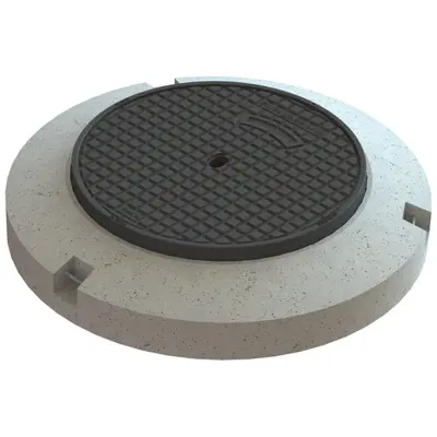 Couvercle classe D 400 en fonte ACO Classic Top avec socle en b&eacute;ton, DN 600