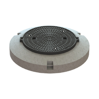 Couvercle classe D 400 en fonte, spéciale étanche et retenue, DN 600, avec socle en béton