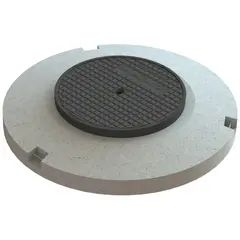 Couvercle classe D 400 en fonte, avec couvercle en fonte Classic Top avec inscriprion "KANALISATION", avec socle en b&eacute;ton reglable NIVOPLAN &Oslash; 1300