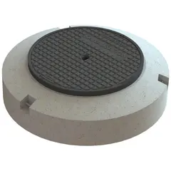 Couvercle classe D 400, avec couvercle en fonte Classic Top avec inscriprion "KANALISATION", avec socle en b&eacute;ton et cadre r&eacute;glabe NIVOPLAN pour regard