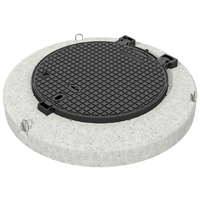 Couvercle classe D 400, NW 800, en font, avec socle en béton, avec charnière