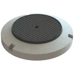 Couvercle classe E 600 en fonte ACO Classic Top avec socle en b&eacute;ton, DN 600