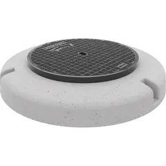 Couvercle classe E 600 en fonte ACO Classic Top avec Microgrip, avec socle en b&eacute;ton r&eacute;glable en hauteur NIVOPLAN, DN 600