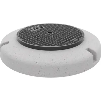 Couvercle classe E 600 en fonte ACO Classic Top  avec Micgrogrip avec socle en b&eacute;ton, DN 600
