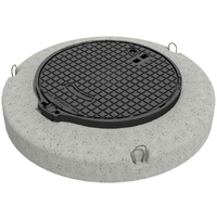 Couvercle classe D 400, NW 600, en font, avec socle en béton, avec charnière