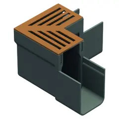 Eckelement mit Rost aus Cortenstahl