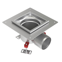 CleanPoint 1.4404, pezzo unico senza sifone per odori, corpo di scarico orizzontale DN 70 - DN 100, con flangia adesiva