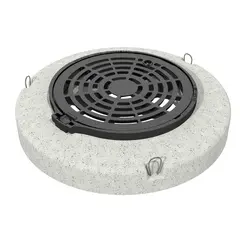 Grille de route classe D 400 avec socle en b&eacute;ton, NW 600, avec charni&egrave;re