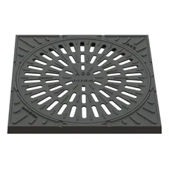 Griglia stradale classe A 15 appoggiato sull&rsquo;anello in cemento quadrato, DN 600 x 600