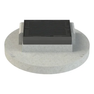 Grille de route carrée classe D 400, type 7 "Spresa",  avec socle en béton et cadre réglable NIVOPLAN, DN 520 / DN 370