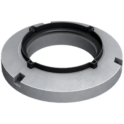 Couvercle classe D 400 en fonte, sp&eacute;ciale &eacute;tanche et retenue, DN 800, avec socle en b&eacute;ton