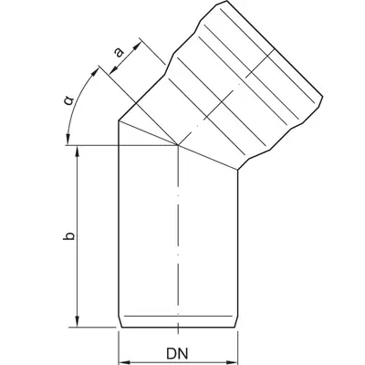 GM-X B&ouml;gen &ndash; Steckmuffe 1 A und engem Radius, 45&deg;