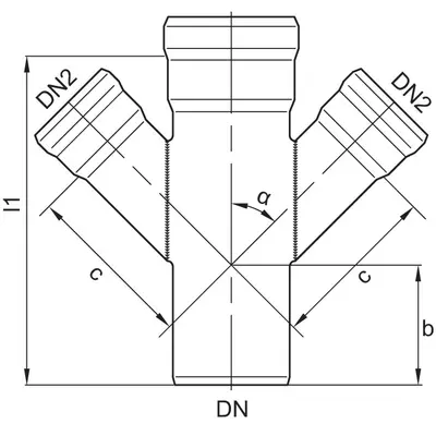 GM-X Reduzier-Doppelabzweige, 45&deg;