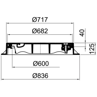 Couvercle classe D 400 en fonte pour DN 600, spéciale étanche et retenue, DN 600