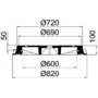 Schachtabdeckung Klasse E 600 mit BEGU-Deckel mit Flanschfussrahmen, NW 600
