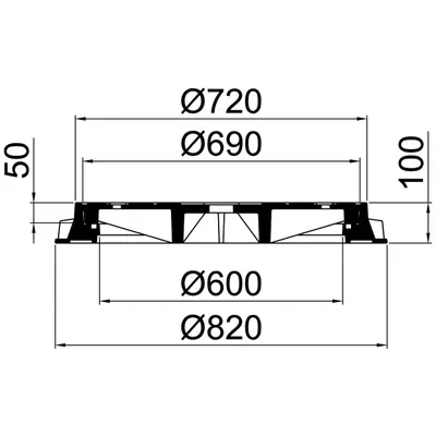 Couvercle mit BEGU-Deckel classe E 600 avec cadre &agrave; bride, DN 600