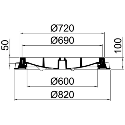 Chiusino per pozzetto F 900 con telaio a flangia, DN 600