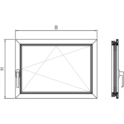 Dreh-/Kippflügel IV Dreifachverglasung, U-Wert 0.6, links angeschlagen