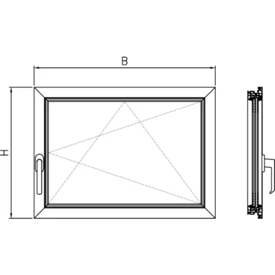 Vantail pivotant/basculant vitrage isolant, triple vitrage, U-valeur 0.6, penture droite