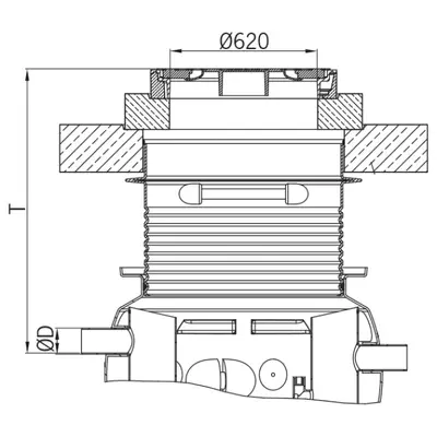 Syst&egrave;me de rehausse, couverture en b&eacute;ton avec rehausse classe D 400 avec plaque de r&eacute;partition des charges