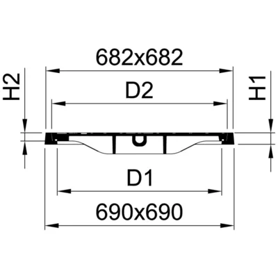 Couvercle classe B 125 en fonte sur tuyau en béton carré DN 600